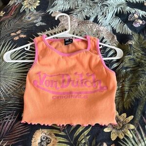 Von Dutch Orange Tank Top (cropped)